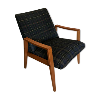 Vintage armchair 1960's Scandinavian style and Scottish fabric