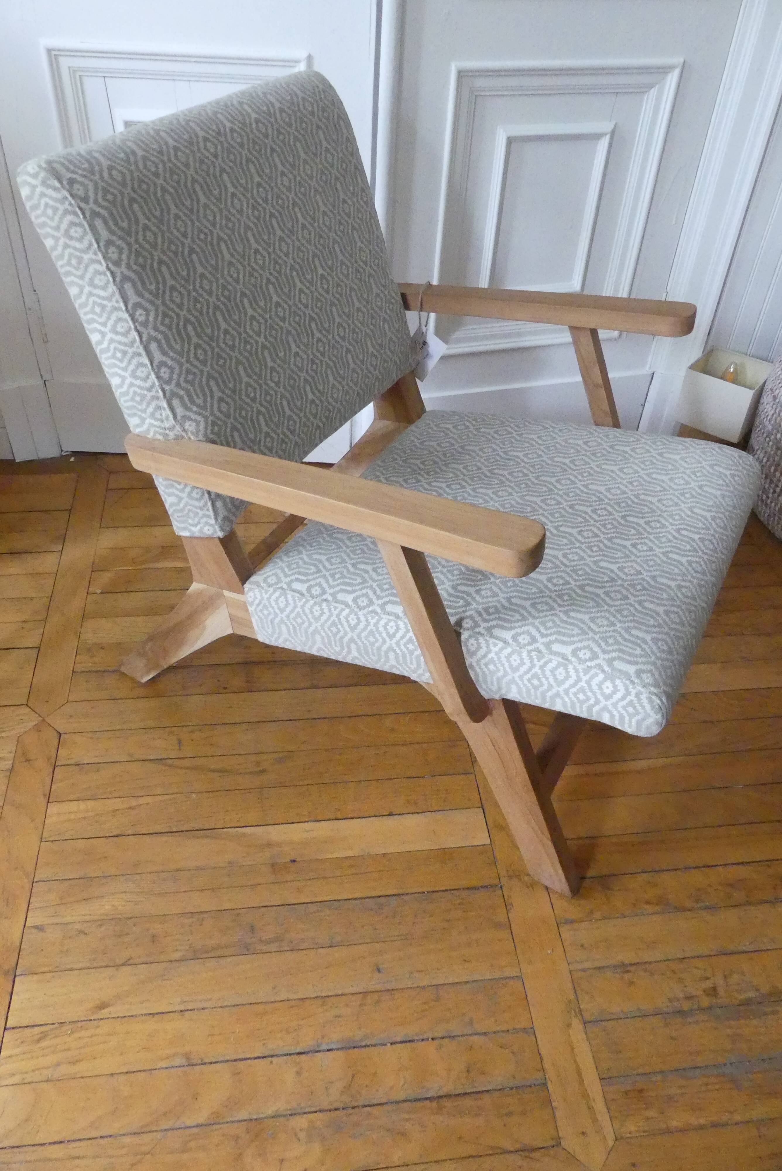 Teak armchair and fabric