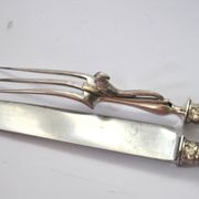Rococo service cutlery in SILVER Minerve Armand Frenais 1900 Serving knife and fork