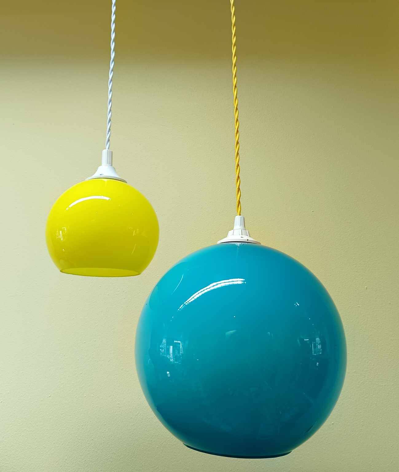 Pair of vintage ball pendant lights circa 1970