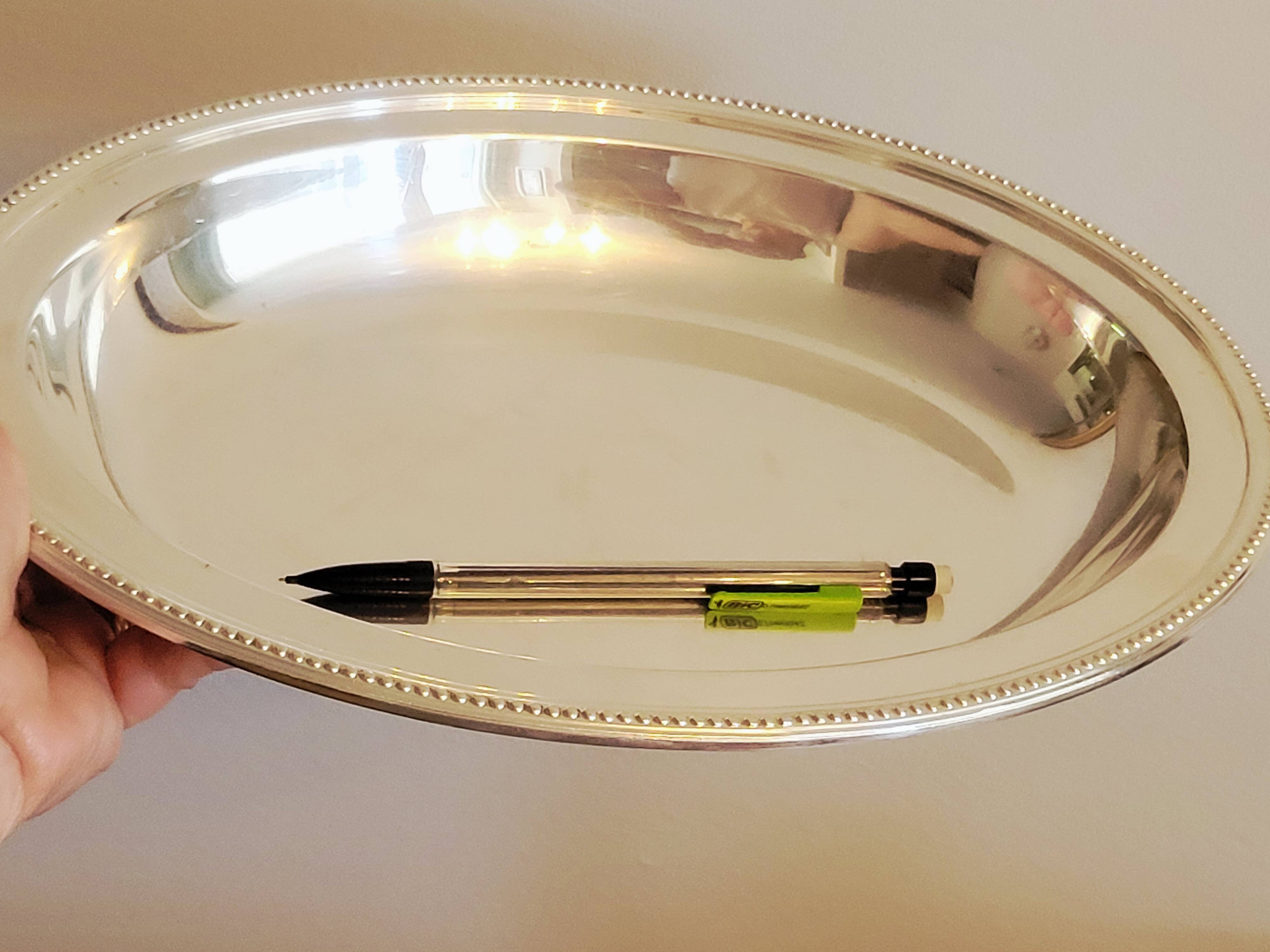 Oval Plateau Christofle Gallia In Silver-Plated Metal Beaded Frieze Basket Plaque