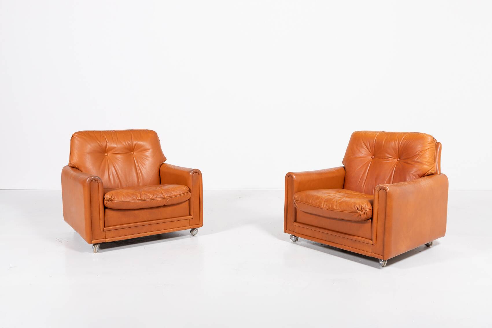 Danish Modern cognac leather armchairs from 1960’s
