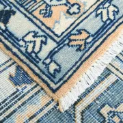 Vintage Large Blue & Peach Persian Rug, Handmade Wool Rustic Decor,348x495