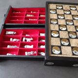 Chess in wood and mother-of-pearl