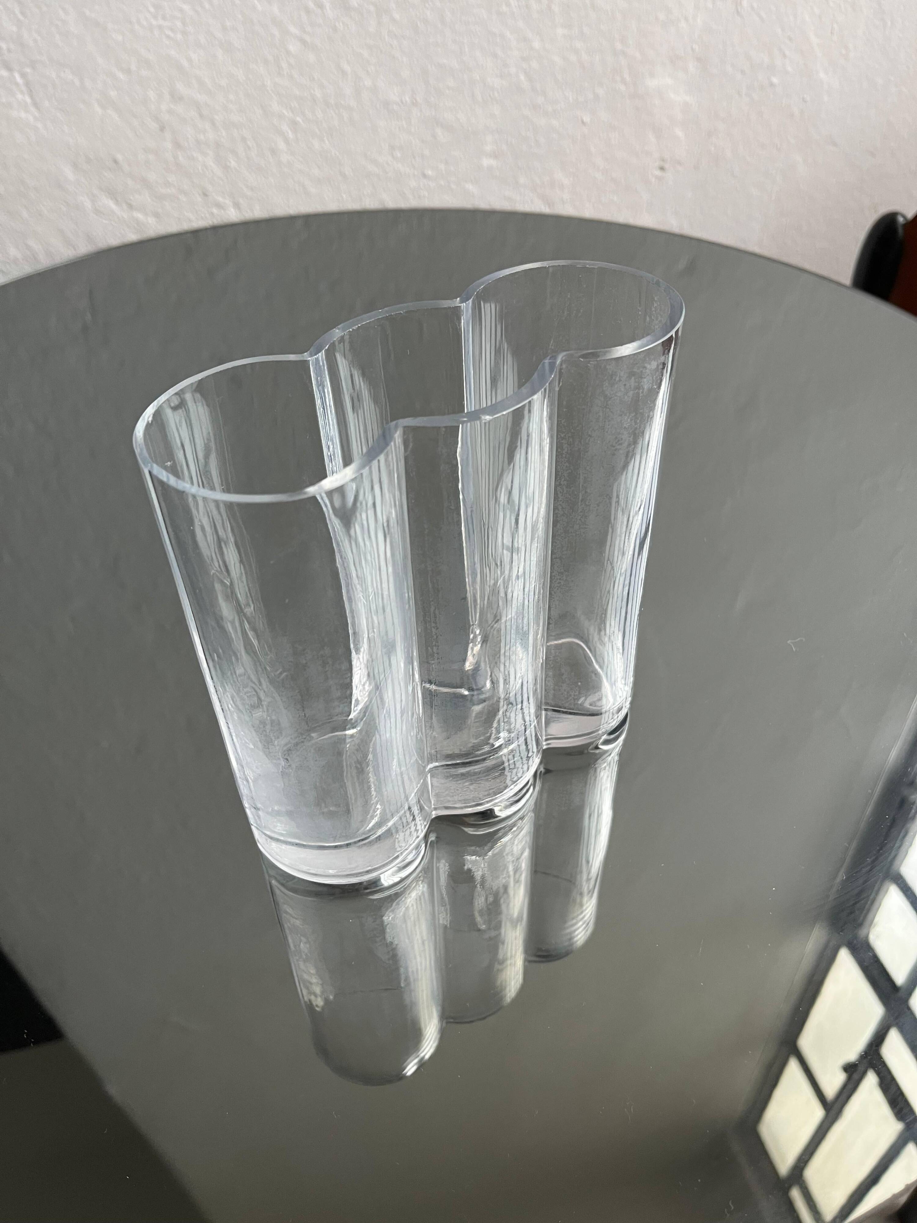 Beautiful Vintage Murano Modern Vase, cylinders  Clear Glass vase, 1970's