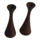 Pair of candlesticks in vintage stained birch wood, Scandinavian design