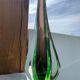 Green and red glass soliflore Sommerso Murano vase 1970