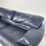 Canapé en cuir Maralunga 2 places vintage des années 1980 par Vico Magistretti pour Cassina