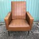 Former skai brown chair - black metal compass feet vintage 70s
