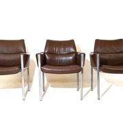 Röder Söhne Set of 3 leather office/dining room chairs by Miller Borgsen