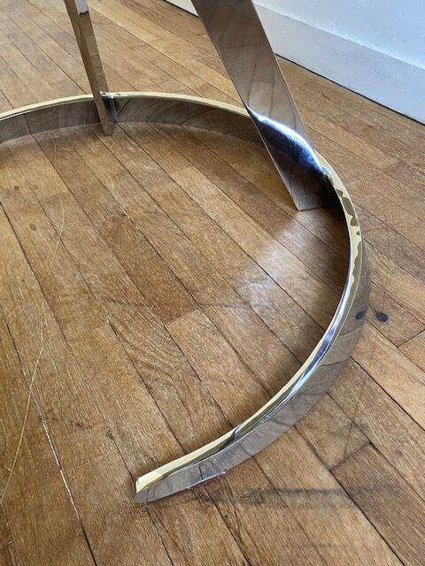 Round table vintage smoked glass 1970