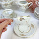 Vintage tea set in golden white porcelain CHAUVIGNY LIMOGES