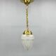 Art Deco Brass & Glass Pendant Light, Germany 1930s, Restored