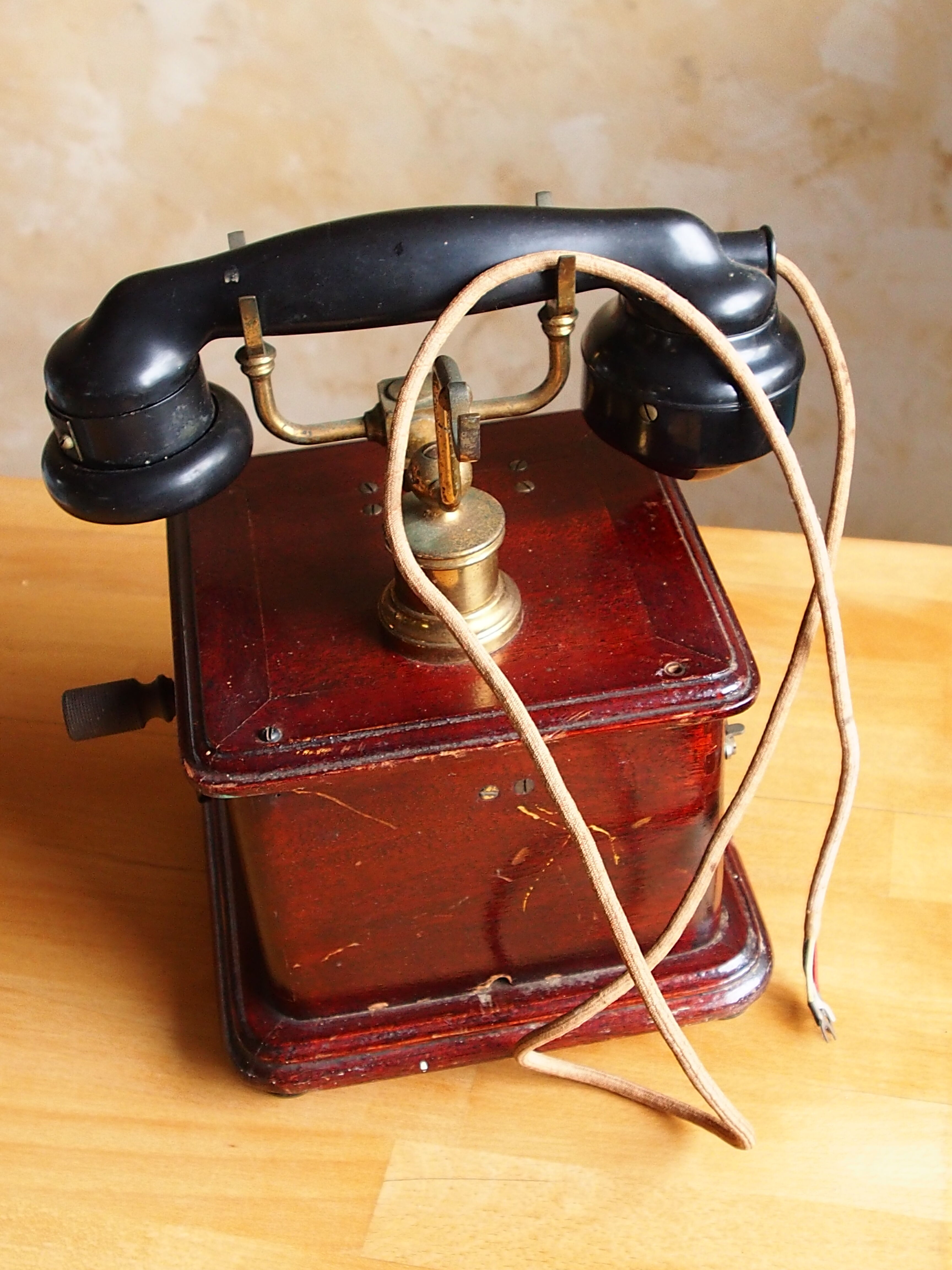 Ericsson antique telephone in wood and bakelite