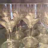 Suite of 12 glasses with feet in cut glass mid-twentieth century