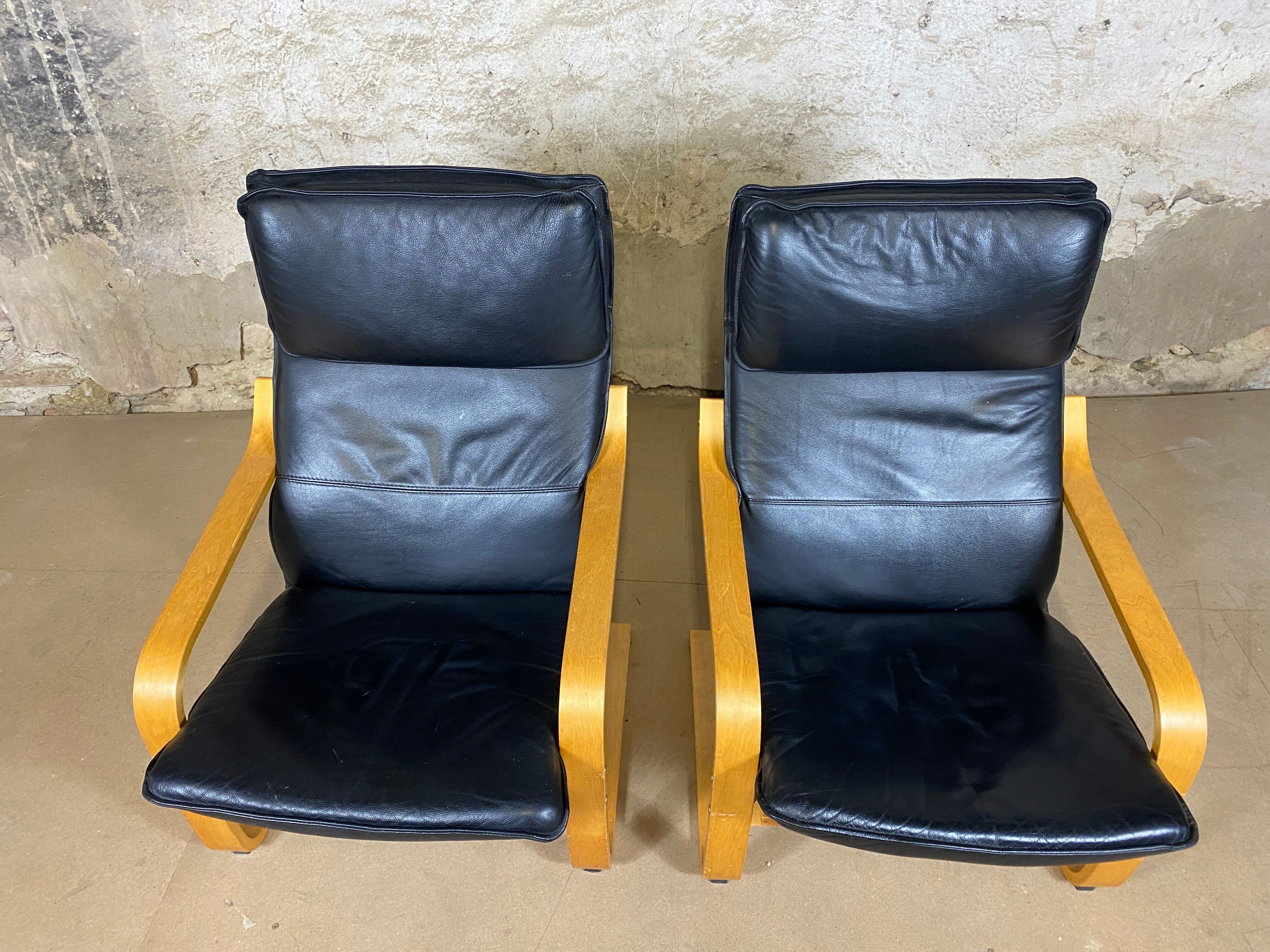 Pair armchairs ikea black leather