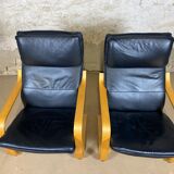 Pair armchairs ikea black leather