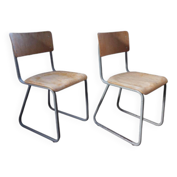 Industrial vintage Chairs Willem Hendrik Gispen for Gispen 1950s, Set of 2