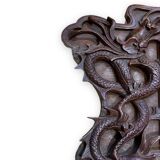 Pair of exotic wooden frames with dragons