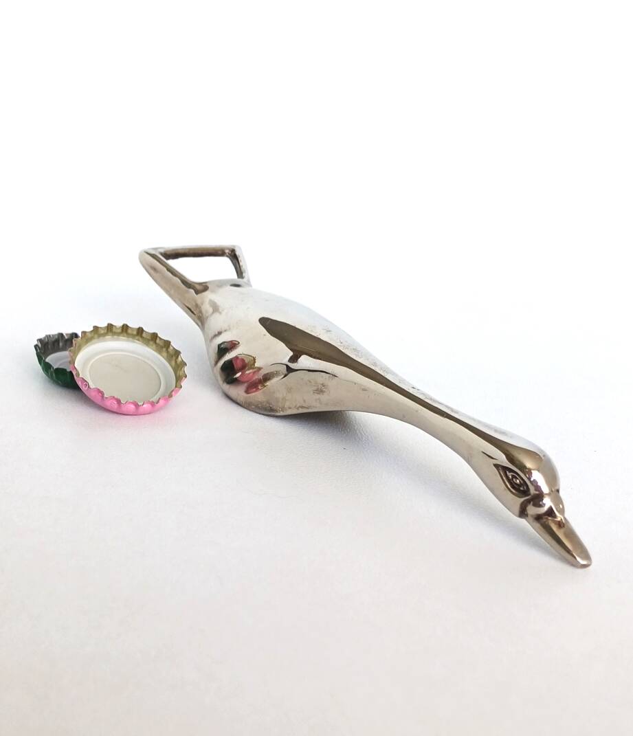 Metal swan bottle opener