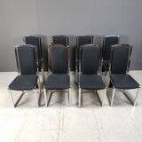Vintage brass and chrome dining chairs set of 8 - 1970s