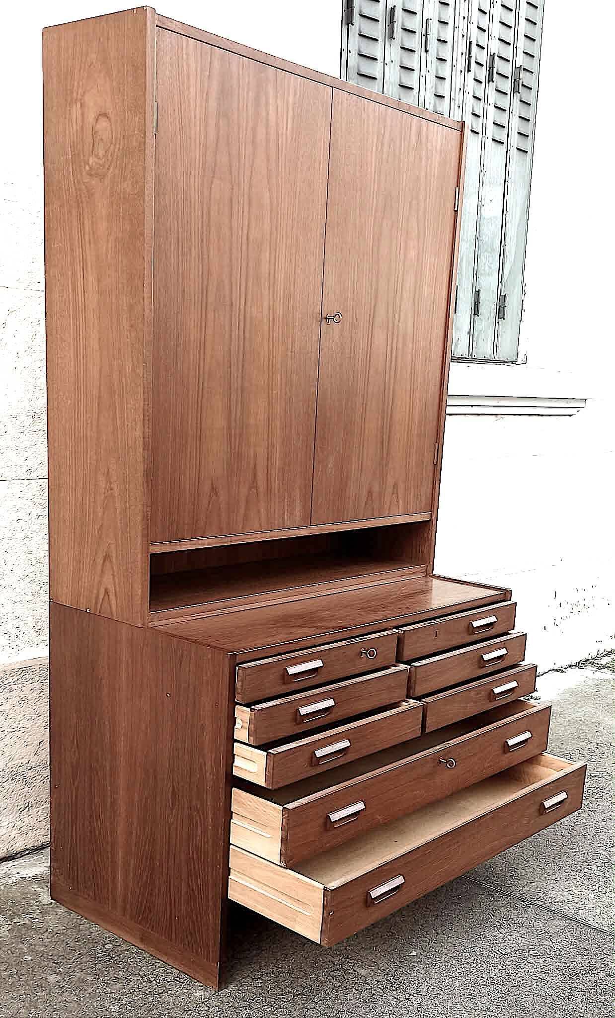 Double teak cabinet from the 1950s by Hans Wegner for RY Mobler, height 180 cm.