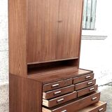 Double teak cabinet from the 1950s by Hans Wegner for RY Mobler, height 180 cm.