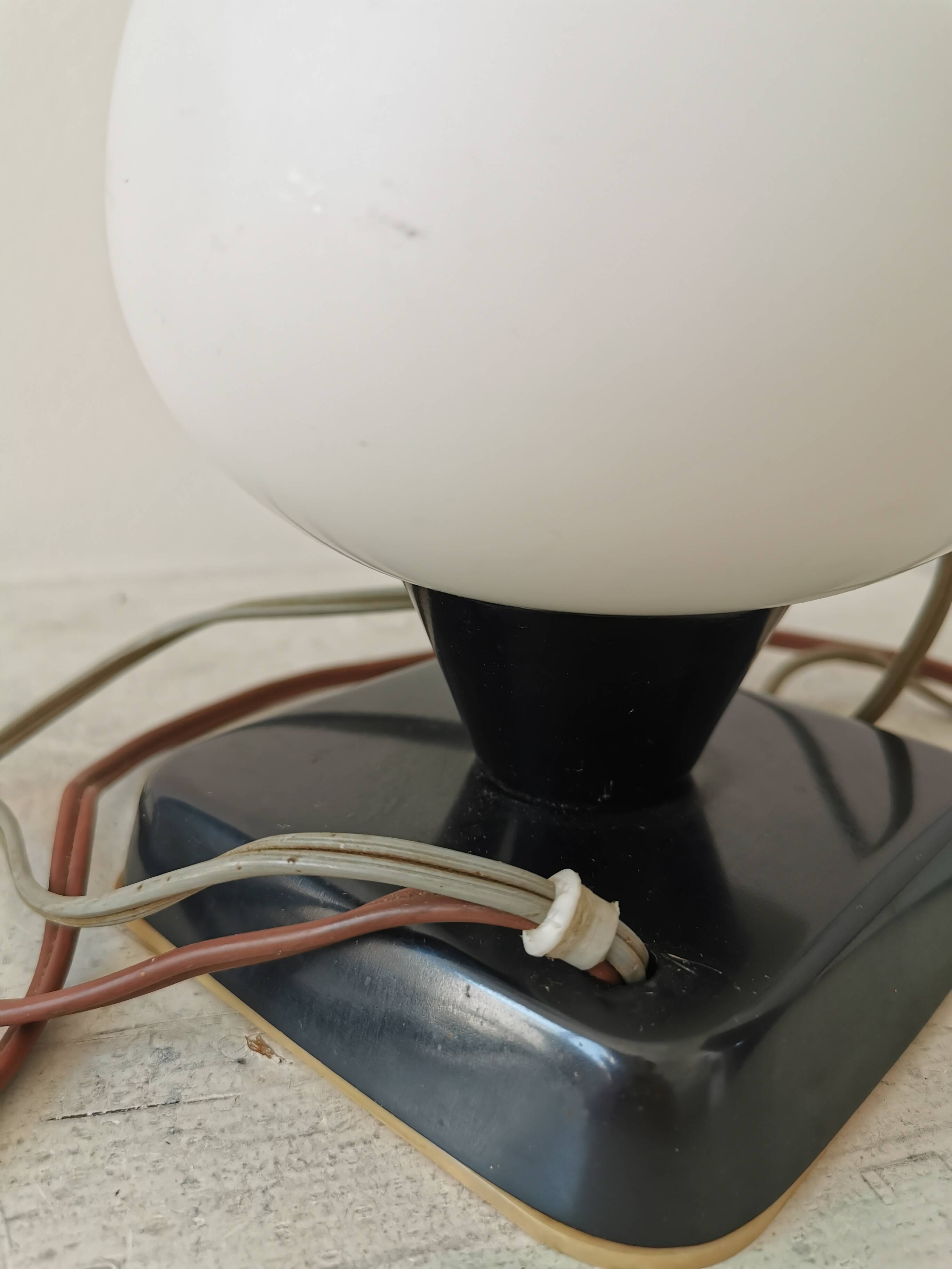 Mid Century Opaline Glass Table Lamp: Retro Bedside Lighting, 1960s Yugosla