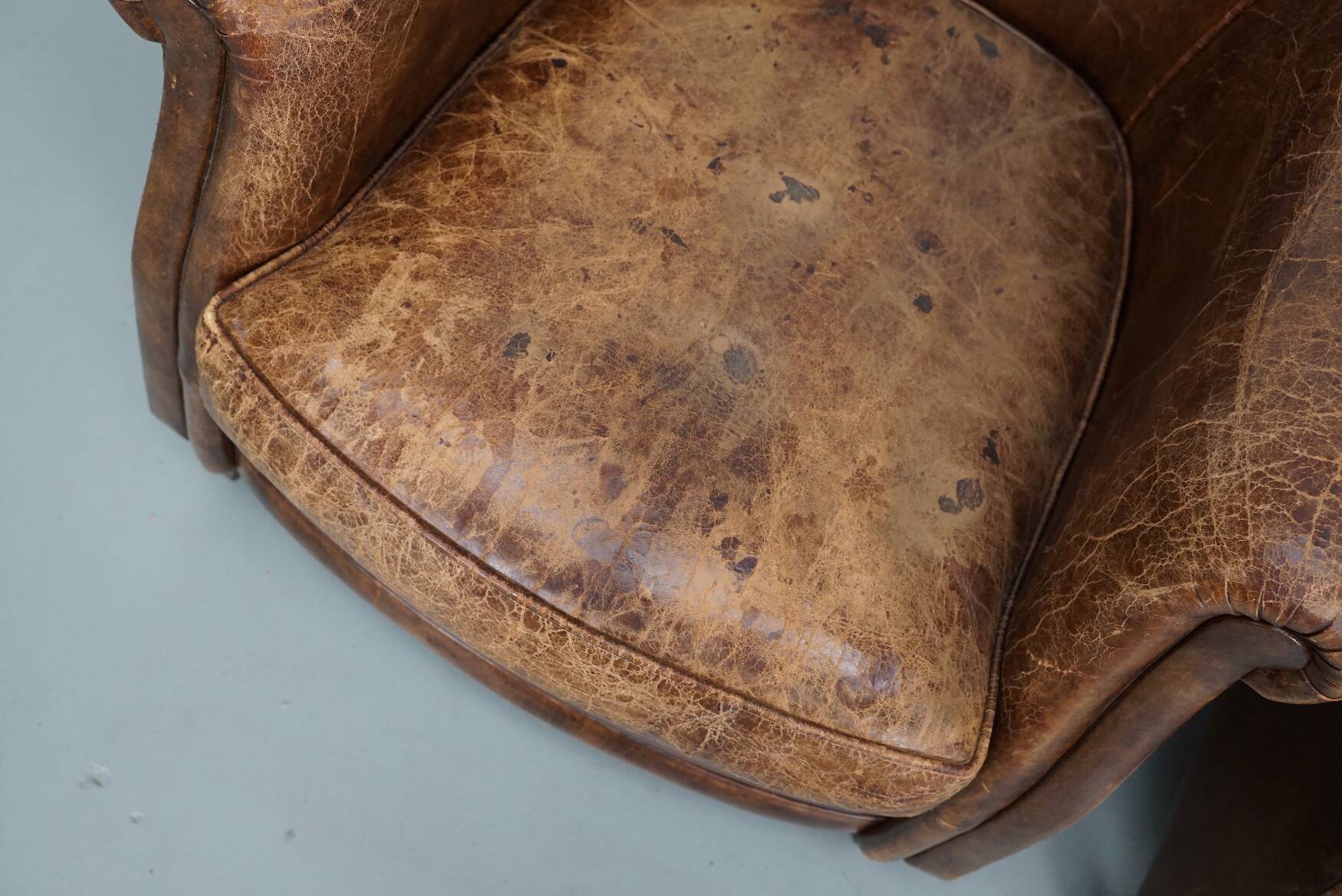 Vintage Dutch cognac coloured leather club chair, set of 2