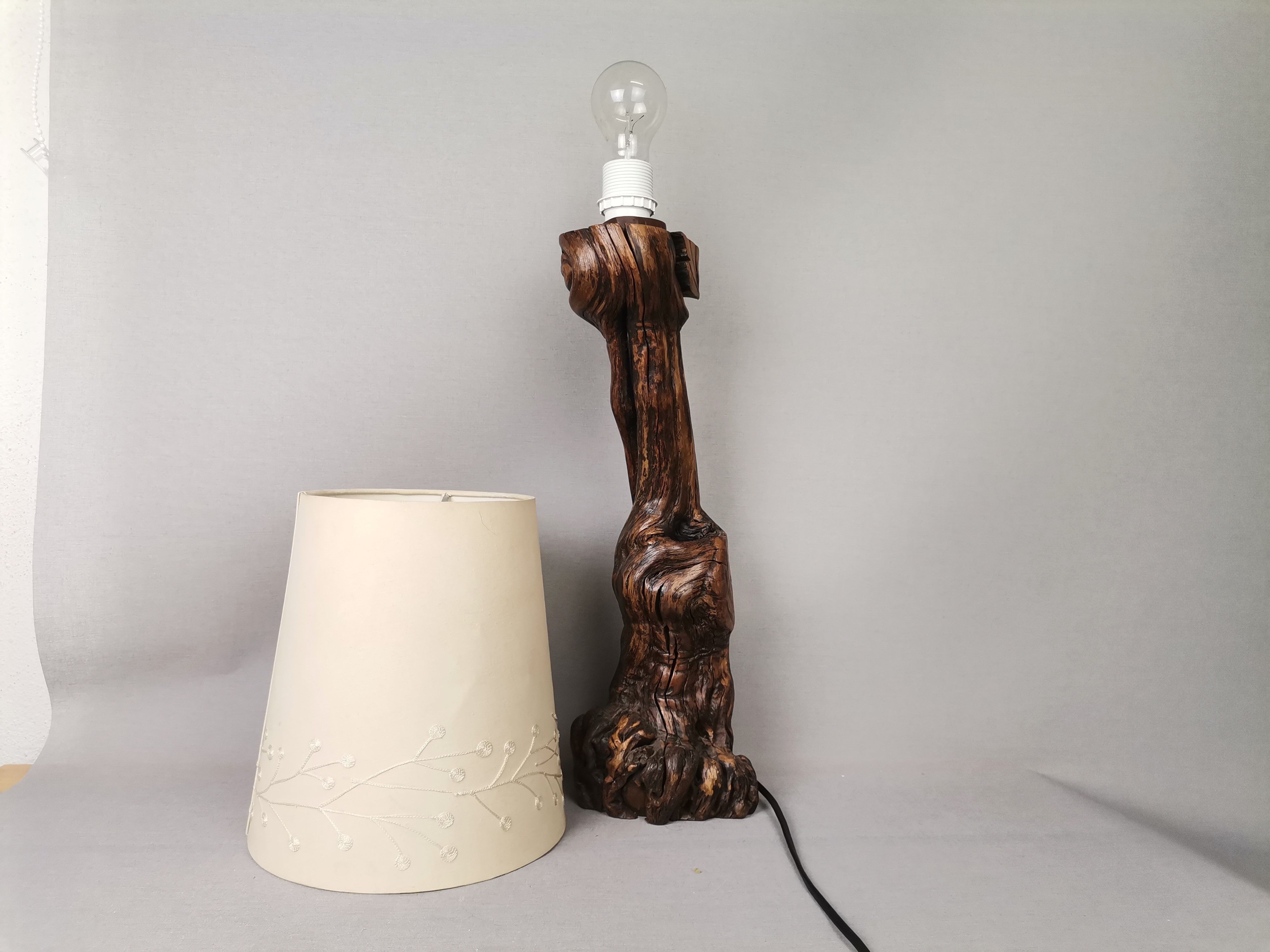 Portuguese handmade vine wood table lamp