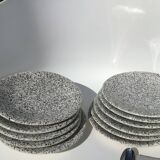 10 Assiettes dessert mouchetées gris noir