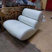 White leather swivel comma armchair by roche bobois - 80s