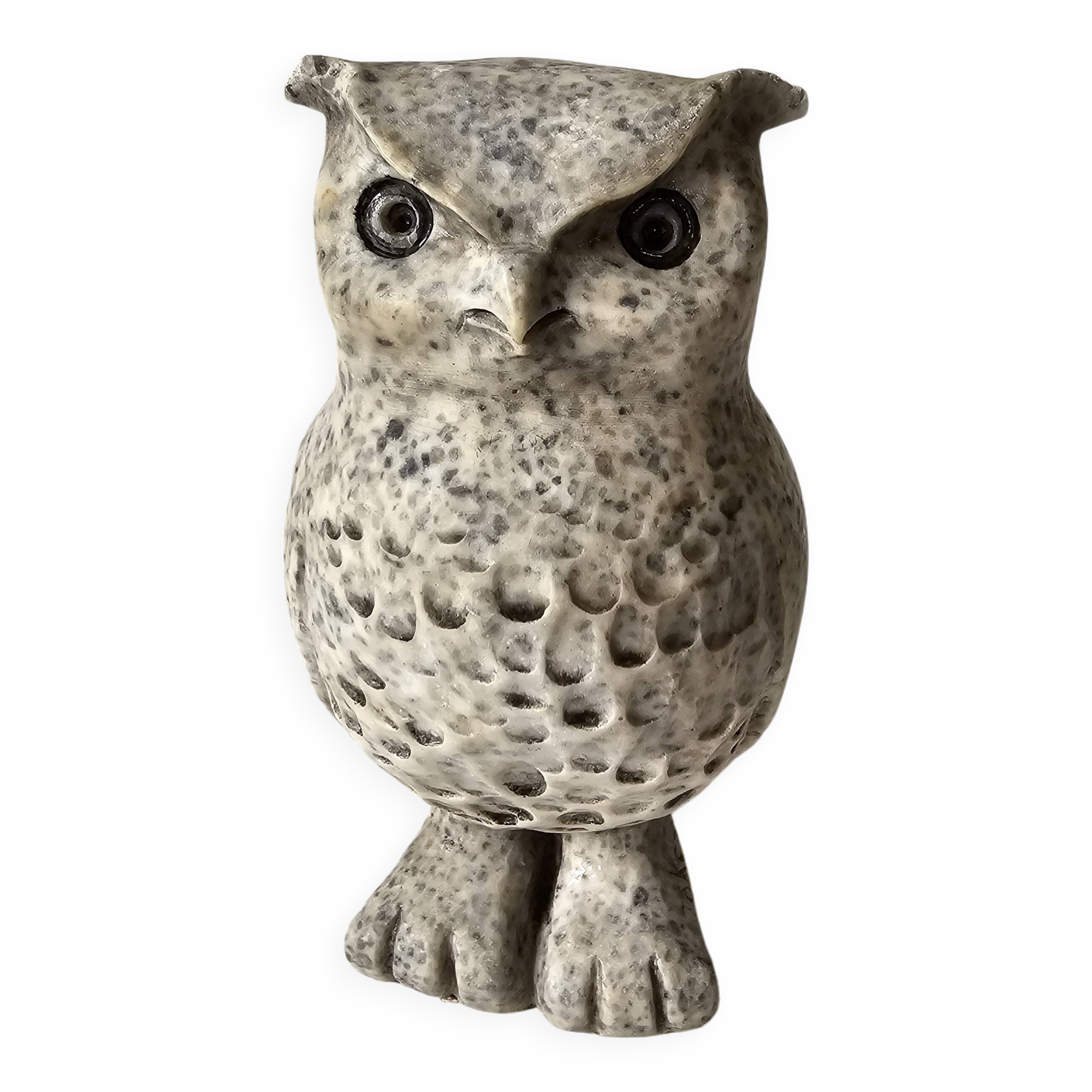 Very beautiful zoomorphic marble sculpture - Owl / Owl signed Jokerz