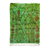 Green Beni Ouarain Berber rug with brown patterns, 1.45x1.10m