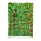Tapis berbère Beni Ouarain vert à motifs marrons 1,45x1,10m