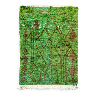 Green Beni Ouarain Berber rug with brown patterns, 1.45x1.10m