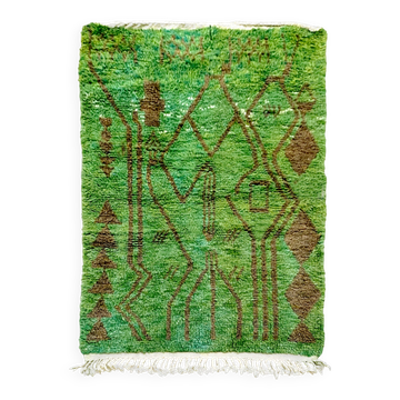 Green Beni Ouarain Berber rug with brown patterns, 1.45x1.10m