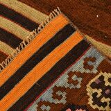 Tapis persan Kilim bordeaux et rouge, 75 x 387 cm