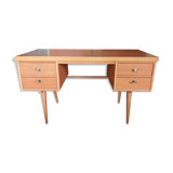 Oak-plated desk and formica 60s/70s