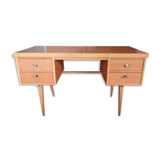 Oak-plated desk and formica 60s/70s