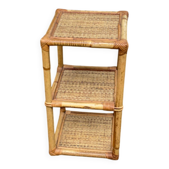 Étagère vintage en bambou rotin et osier 56cm