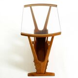 Beautiful mid-century modern side table with magazine rack, made of ash woo