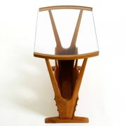 Beautiful mid-century modern side table with magazine rack, made of ash woo