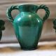 Vintage Vallauris trio of emerald green vases from the 50s/60s.