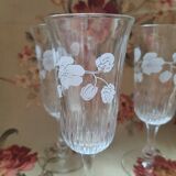 Six champagne flutes from Perrier-Jouët, in engraved crystal, twentieth century