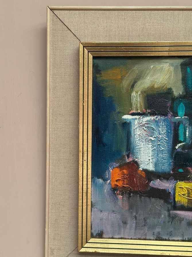 Original Swedish Oil on Canvas – Abstract Still Life – Signed – Vintage