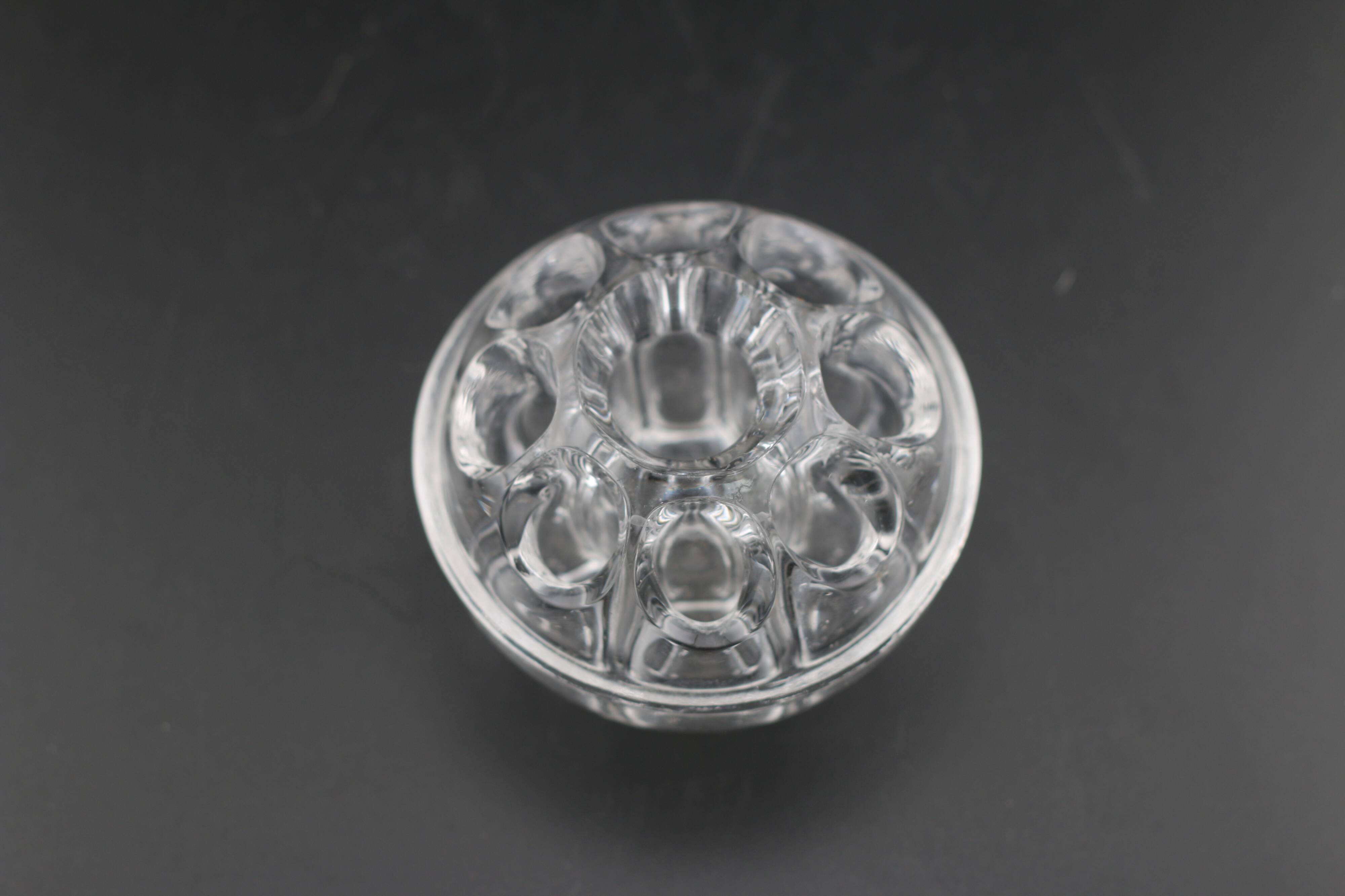 Set of 2 antique glass pressed transparent flower holders
