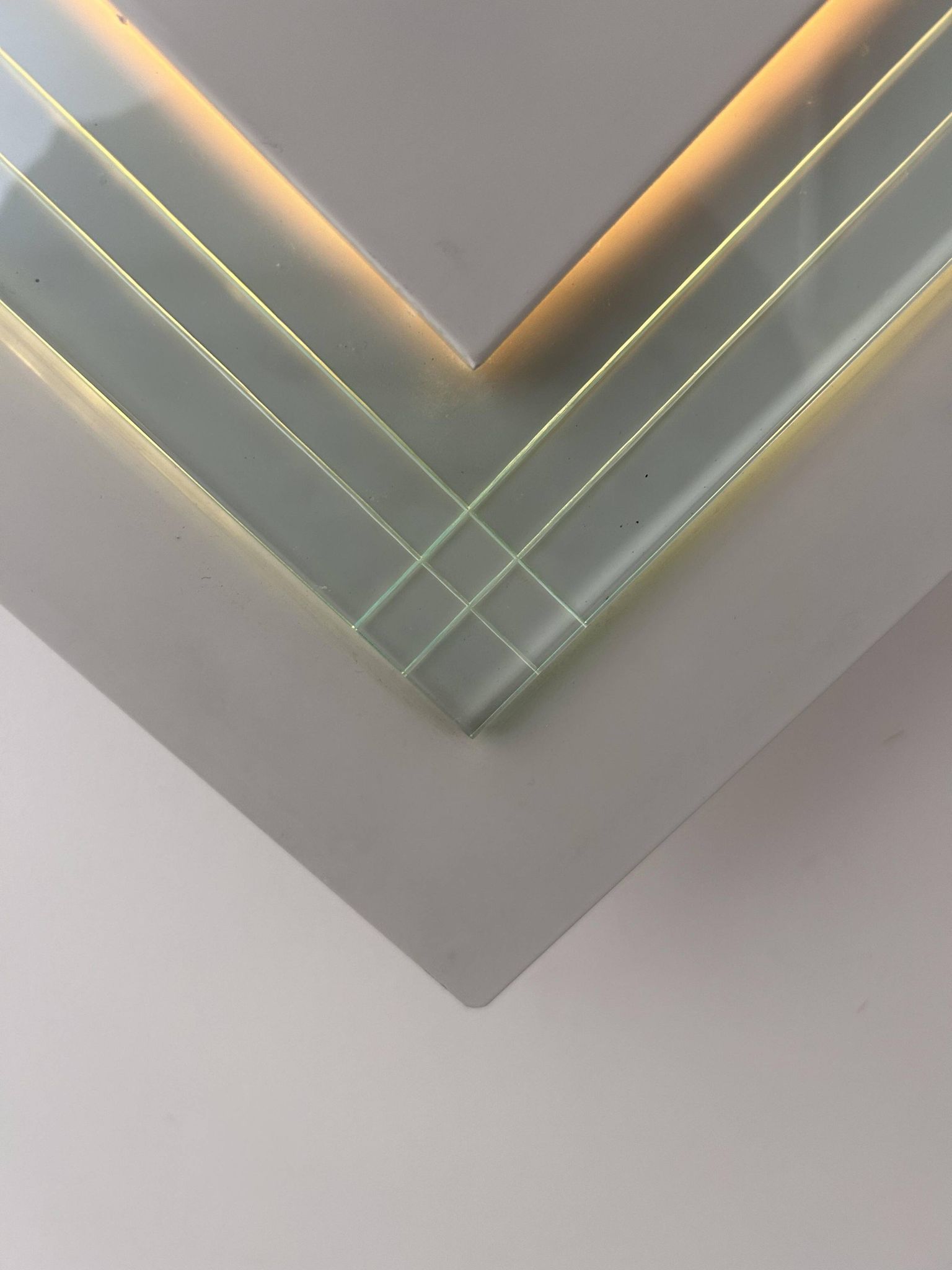 Pair of vintage wall lights, white lacquered metal and glass, Germany 1970s