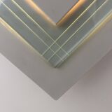 Pair of vintage wall lights, white lacquered metal and glass, Germany 1970s