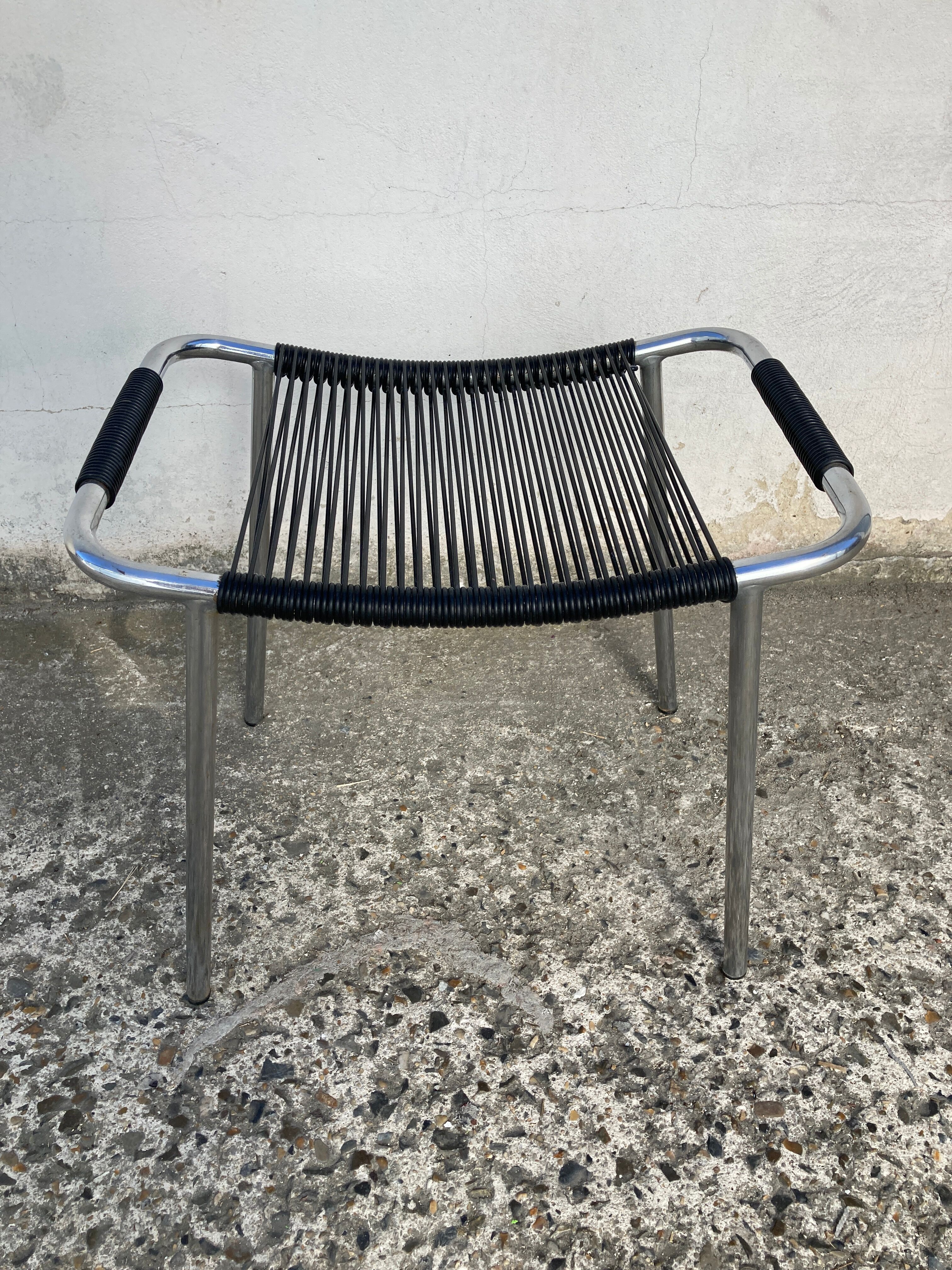 Black and chrome scoubidou stool